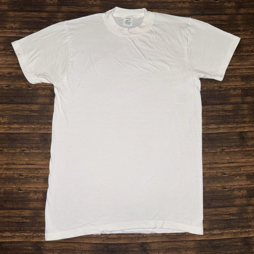 Vintage 80s Haband White Blank T Shirt Single Stitch Size Medium